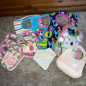 Bundle of 10 Girls Bibs Mermaid and Jungle Theme